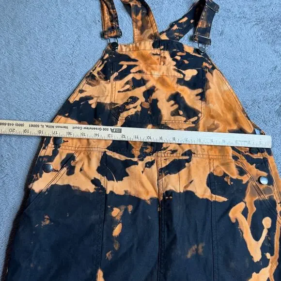 Shelbe Shop Denim Romper Skirt Size M Hand Died Acid Bleach Utility Canvas - Picture 6 of 8